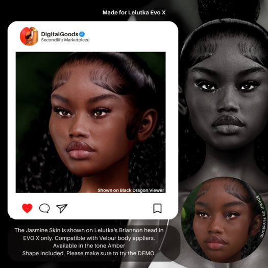 Second Life Marketplace DG Jasmine Skin // Amber (EVOX)